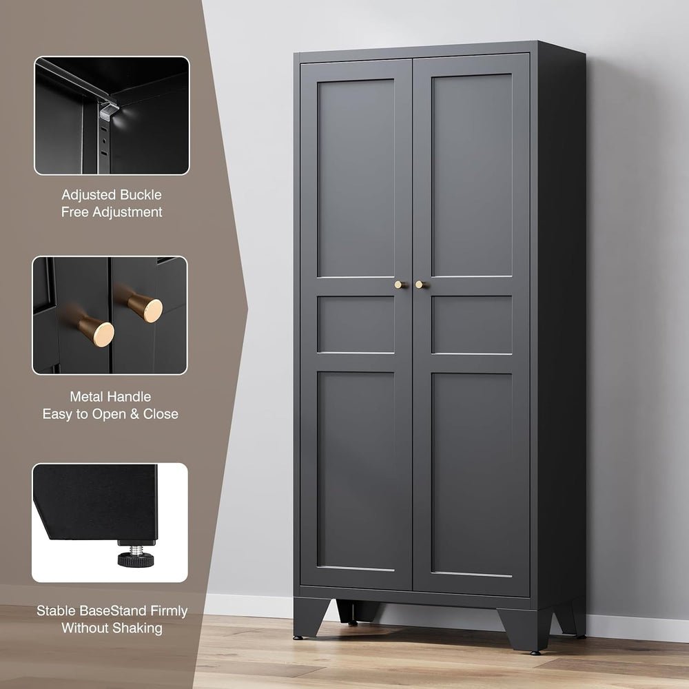 Yizosh Metal Pantry Cabinet,Tall Kitchen Pantry Storage Cabinet with Doors an...