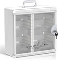 Glosen Medicine Cabinet with Key Wall Mounted Medication Lock Box 【 Silver 15x 6.7 x 13 Inch】 Portable Storage Container Big Capacity