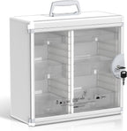 Glosen Medicine Cabinet with Key Wall Mounted Medication Lock Box 【 Silver 15x 6.7 x 13 Inch】 Portable Storage Container Big Capacity