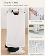 Laundry Hamper with Lid Wicker Laundry Basket 112 L (29.6 Gal) Laundry Hampers Handwoven Rattan Clothes Hamper with Handles 3 Removable Liner Bag, 6 Mesh Bags for Bathroom Bedroom White