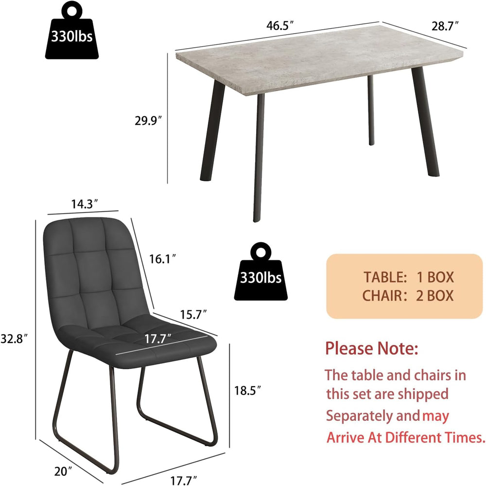 46.5" Modern Grey Dining Table Set for Small Spaces, 5-Piece Set with Re...