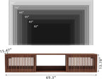 HOMMPA Floating TV Stand Wall Mounted for TVs 55'' to 80'', Floating Entertainment Center with Slatted Door Design, Mid Century Wall Mounted TV Stand for Livingroom, Walnut