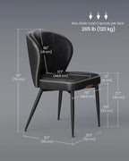 VASAGLE EKHO Collection - Dining Chairs Set of 6, Upholstered Kitchen Chairs, Comfortable Seat, Synthetic Leather with Stitching, Mid-Century Modern, Easy Assembly, Living Room Lounge, Ink Black