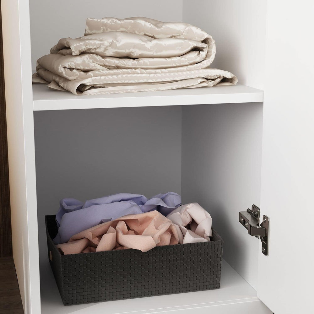 Slim Wardrobe Armoire with Clothing Rod and Storage Shelves, Narrow 2-Door Ar...