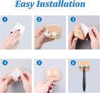 2PCS Solid Shaving Razor Wall Mount Holder, Self-Adhesive Razor Hooks Shelf Organizer for Bathroom Kithchen, No-Drill Storage Hooks for Razors, Towels, Keys