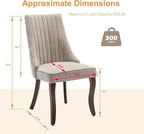 Dining Chairs Set of 4,Comfy Fabric Upholstered Accent Chairs for Kitchen Living Room,Channel Tufted Dining Room Chairs with Curved Solid Wood Legs(Beige)
