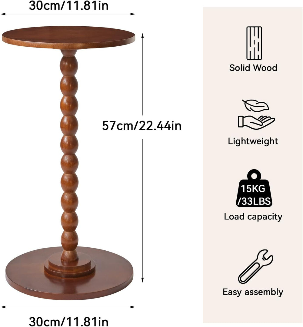 Aibiju Round Side Table, Solid Wood End Table, Small Drink Table Sofa End Tab...