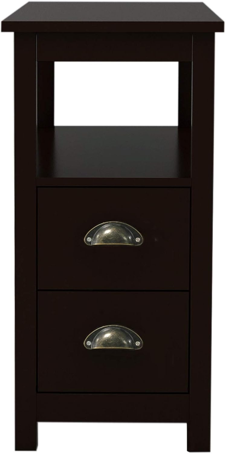 23.6" x 11.8" x 24.0" MDF End Table with Two Drawers and Open ...