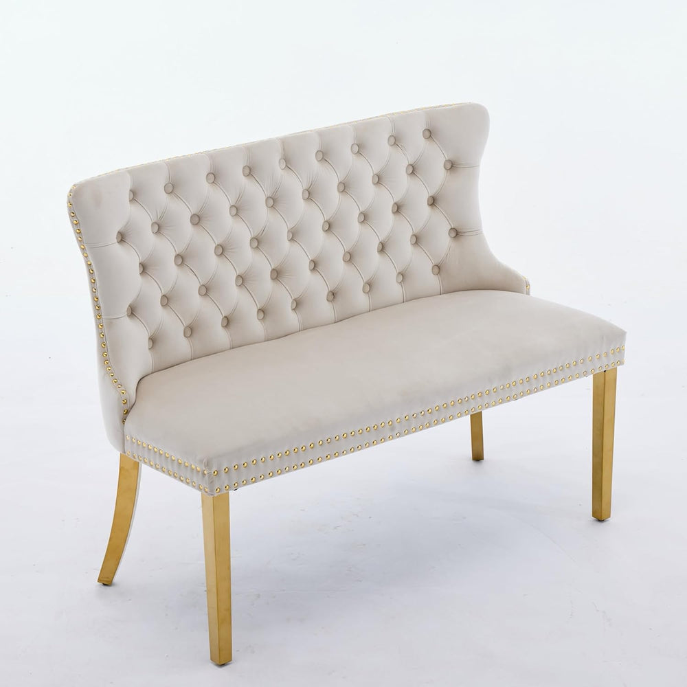 Velvet Double Dining Loveseat Bench with Wing Back, Tufted Upholstered 2-Seat...