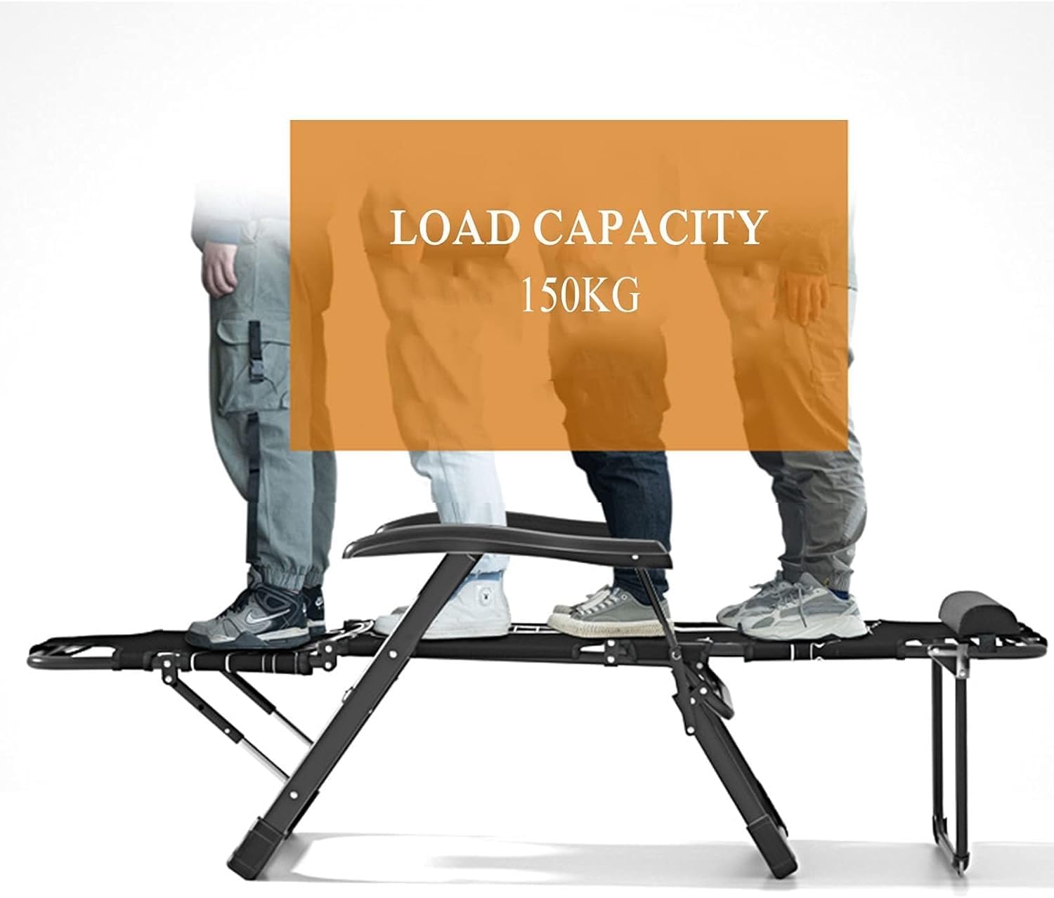 Padded Lounge Chair Wider Armrest Adjustable Portable Recliner with Head Support Bar Support