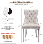 Mid Century Modern Dining Chairs Set of 6, Beige Velvet Upholstered Tufted Back, Kitchen & Dining Room Chairs, Brushed Silver Metal Legs, Nailhead Trim, Sillas para Comedor (Beige, 6 Pcs)