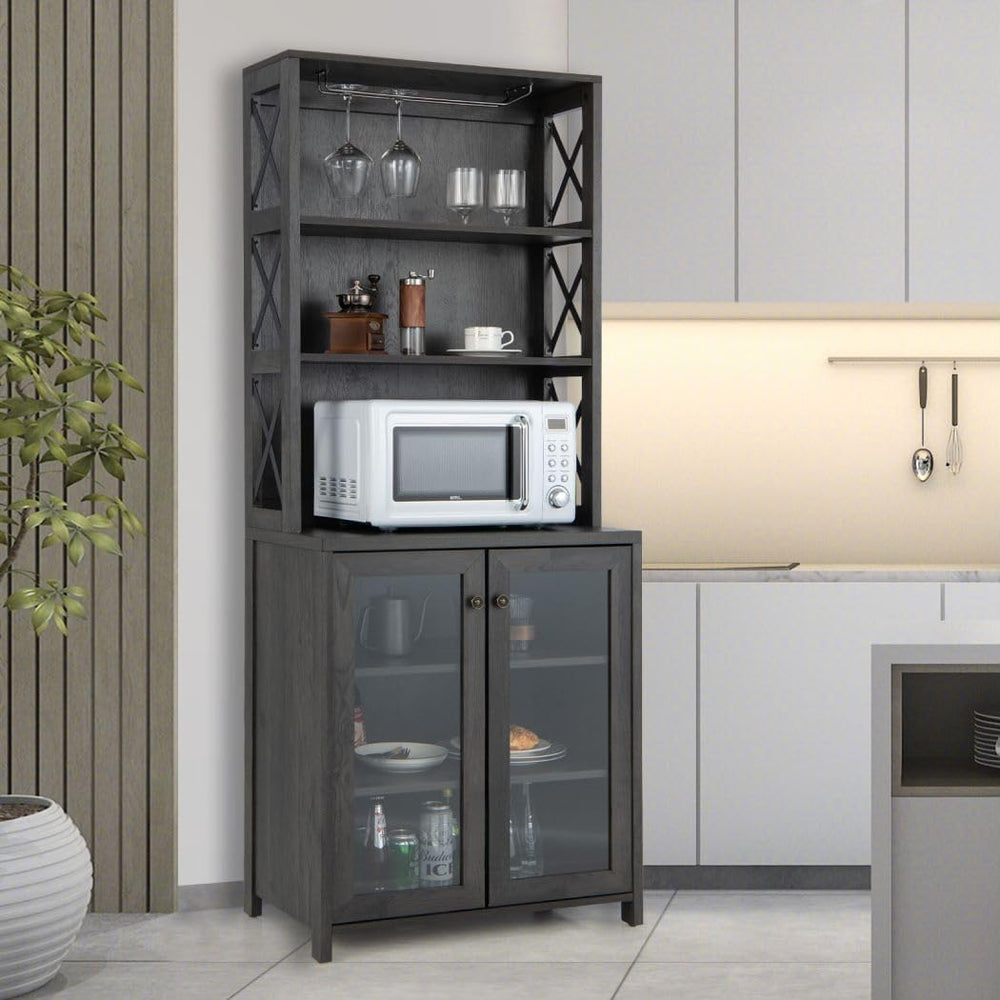 TANGZON Tall Kitchen Cupboard, Wooden Storage Sideboard with Adjustable Shelf...