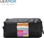 Comforter Storage Bags Pack of 2,Pillow Beddings/Blanket Clothes Organizer Storage Containers with Zippers,Breathable and Moistureproof(Black,2pcs)