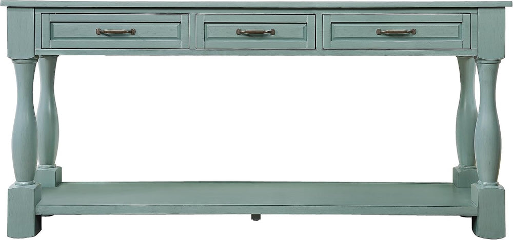 Merax Retro Console Table with 4 Drawers for Entryway, Sofa Table with Open S...