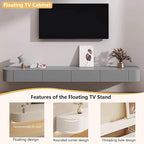 Floating TV Stand with Drawers, Pre-Assembled Wall Mounted TV Console, Modern Floating Media Console for Living Room, Space-Saving Floating TV Cabinet (Gray, 118.1in/300cm)