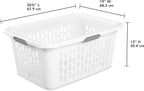 Sterilite Laundry Basket, Plastic Clothes Hamper, Large Rectangle Bin with Comfort Grip Handles and Reinforced Rim, 2 Bushel Capacity, White, 18 Pack