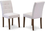 East West Furniture ANAS3-AWA-08 3 Piece Kitchen Dining Table Set contain A Modern Table and 2 Mist Beige Polyester Fabric Upholstered Dining Chairs, Antique Walnut