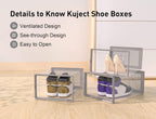 Kuject X-Large Shoe Storage Boxes Organizers Clear Plastic Stackable 12 Pack, Shoe Rack & Holder Substitute, Sneaker Containers, Toy Storage Organizer Bins for Entryway, Closet, Under Bed, Grey