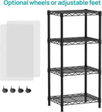 SINGAYE 4 Small Shelves Storage Shelf Wire Shelving Unit Metal Shelf Adjustable Organizers Storage Shelving with Wheels for Bathroom Laundry Room Kitchen Pantry11.5”D x 17.3”W x 44.5”H Black
