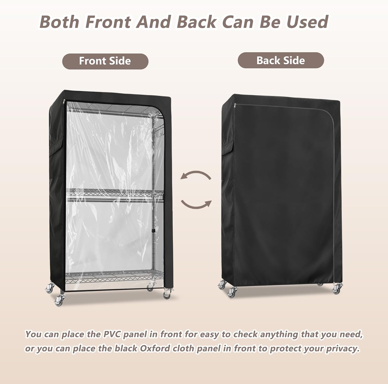 Rileytee Garment Rack Cover,600D Heavy Duty Waterproof Clothing Rack Cover,Clothes Rack Cover with Zipper for Metal Garment Rack（Clear Front,46"W x 18"D x 80"H,Cover Only)