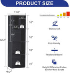 VECELO Small Bookshelf, 5 Cube Slim Bookcase, Fits Tallest Hardcovers, Horizontal Available, Modern Floor Standing Unit, Each Shelf Hold Up to 66 LBS, Matte Black