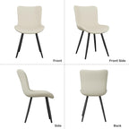Dining Chair Set of 2 PU Leather Dining Room Chairs Upholstered Comfy Dining Chairs Modern Kitchen Armless Side Chair with Sturdy Metal Legs,Beige