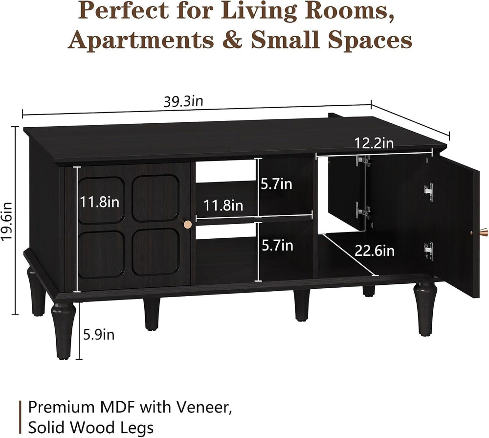 ARTPOWER 3 Piece Mid-Century Living Room Table Set, Black | Coffee Table and ...