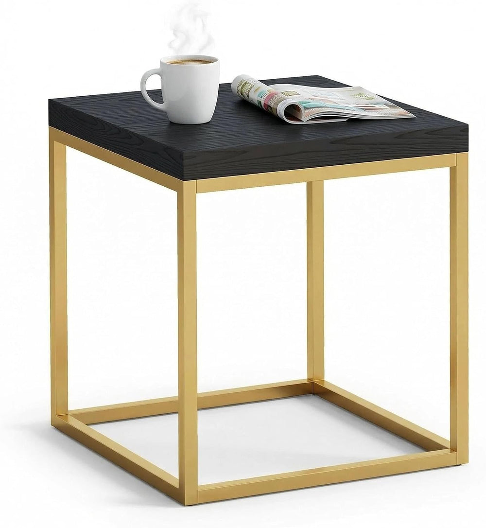 CENSI Modern Square End Table/Side Table, 18", Gold and Black | Extra Th...
