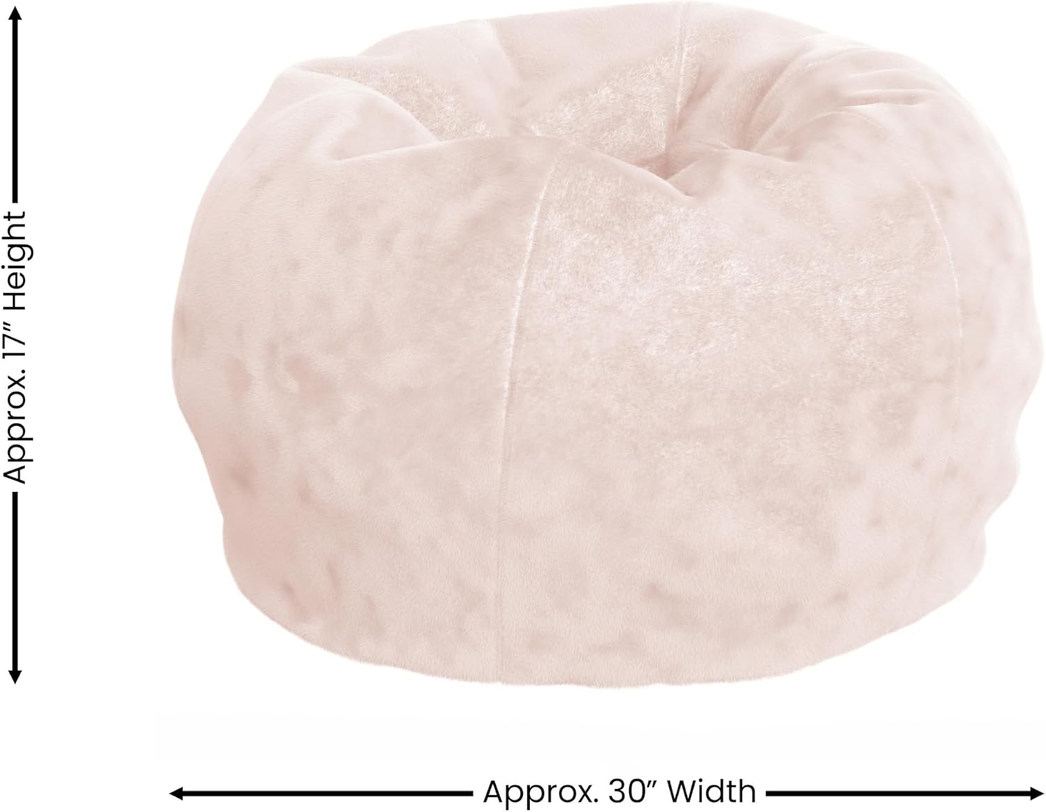 EMMA + OLIVER Daisy Small Blush Furry Bean Bag Chair for Kids and Teens