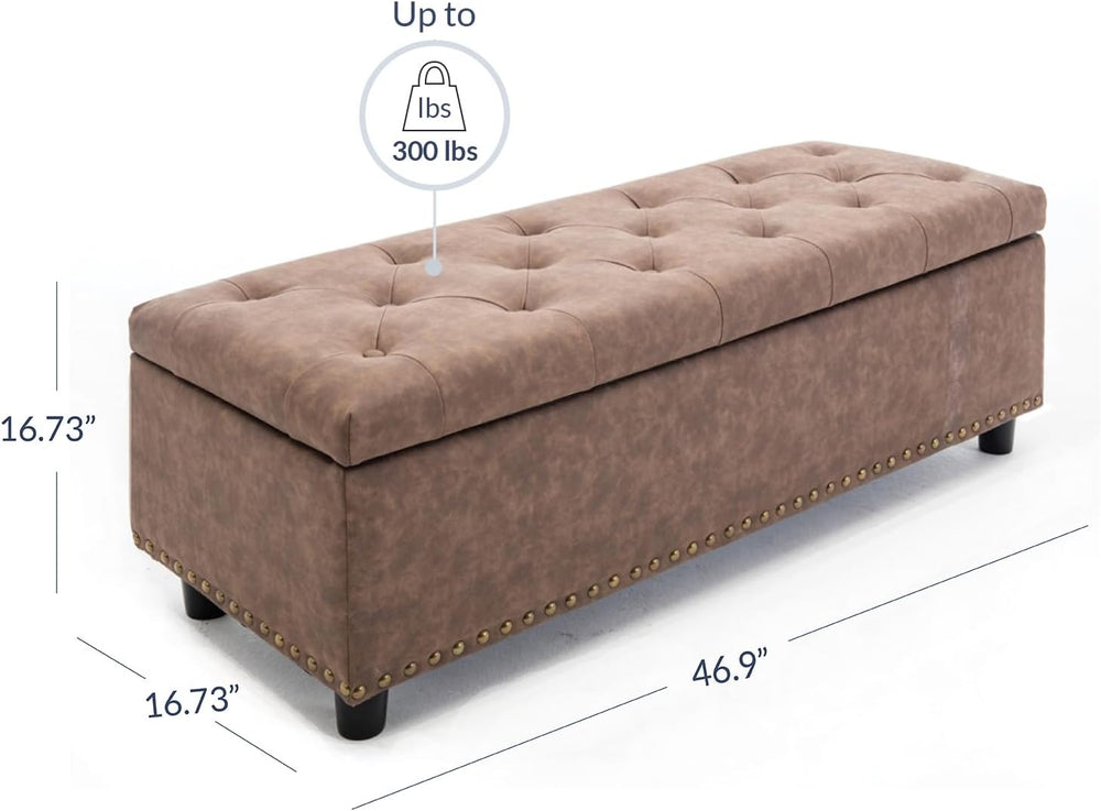 BELLEZE Storage Ottoman, Tufted Ottoman with Close Hinge, Foot Rest for Livin...
