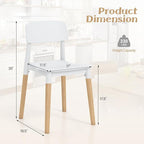 Giantex Modern Dining Chairs Set of 4, Plastic Dining Side Chair Set w/Sturdy Wooden Legs, Wide Seat & Ergonomic Backrest, Armless Kitchen Chairs for Dining Room Living Room Restaurant Cafe (White)