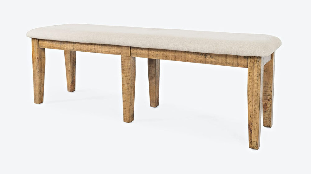 Jofran Solid Wood Upholstered Dining Bench, Naturally Distressed Telluride, C...