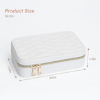Elegant Travel Jewelry Case for Women - Multi-Function Jewelry Organizer with Necklace Hooks, Ring Slot, and Velvet Lining, Perfect for Trips White
