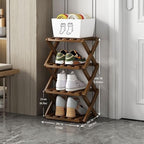Shoe Rack, Bamboo Foldable Shoes Organizer Free Standing Shelf for Entryway, Closet, Bedroom, Hallway, | Natural | Functional | Multifunctional Shoe Rack (Wood Color) 4 Layers