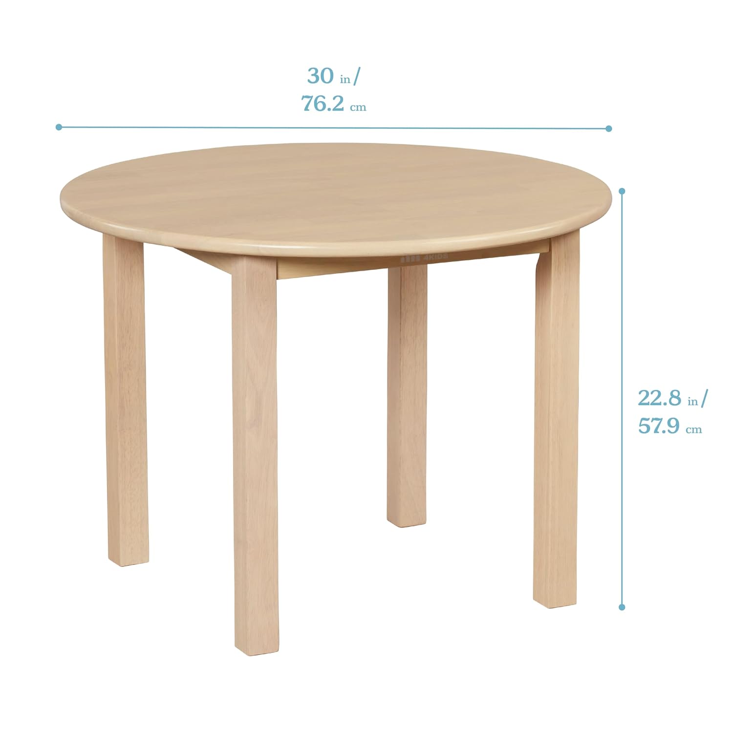 ECR4Kids 30in D Round Hardwood Table and Chair Set, 12in Seat Height, Kids Furniture, Antique White, 3-Piece