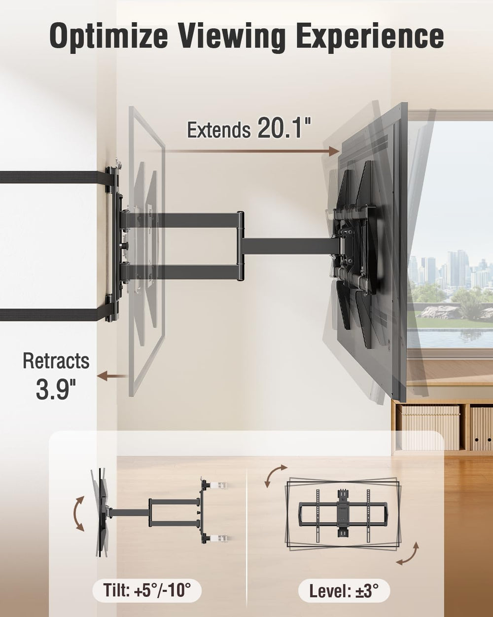 ELIVED Pillar TV Mount for Most 32"-75" TVs, Column TV Mount for Ga...