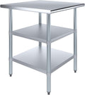 AmGood Stainless Steel Work Table with 2 Shelves | NSF | Metal Utility Table (30" Long x 30" Deep)
