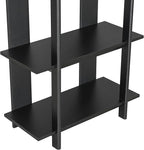 Merax 4 Shelf Narrow Bookcase H-70 L-33 Acacia Wood Open Bookshelf, Contemporary Farmhouse Style Display Storage Shelf for Home Office Studio, Ebonized Finish