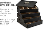 Glenor Co Jewelry Organizer Tray - Set of 2 - Stackable 6 Slots Jewelry Storage Trays - Display on Dresser or Drawer - Compatible with Other Trays - Black