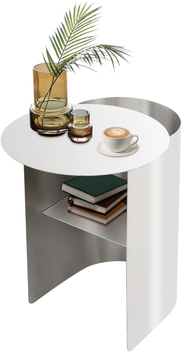 Modern Side Table Stainless Steel Sofa Table Geometric Design Coffee Table wi...