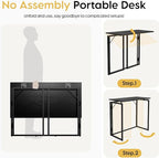 Folding Desk 30 Inch - Small Foldable Desk for Small Space Minimalist, Space Saving Collapsible Compact Desk Portable Table for Craft, Writing, Study and Work (No Assembly Required)