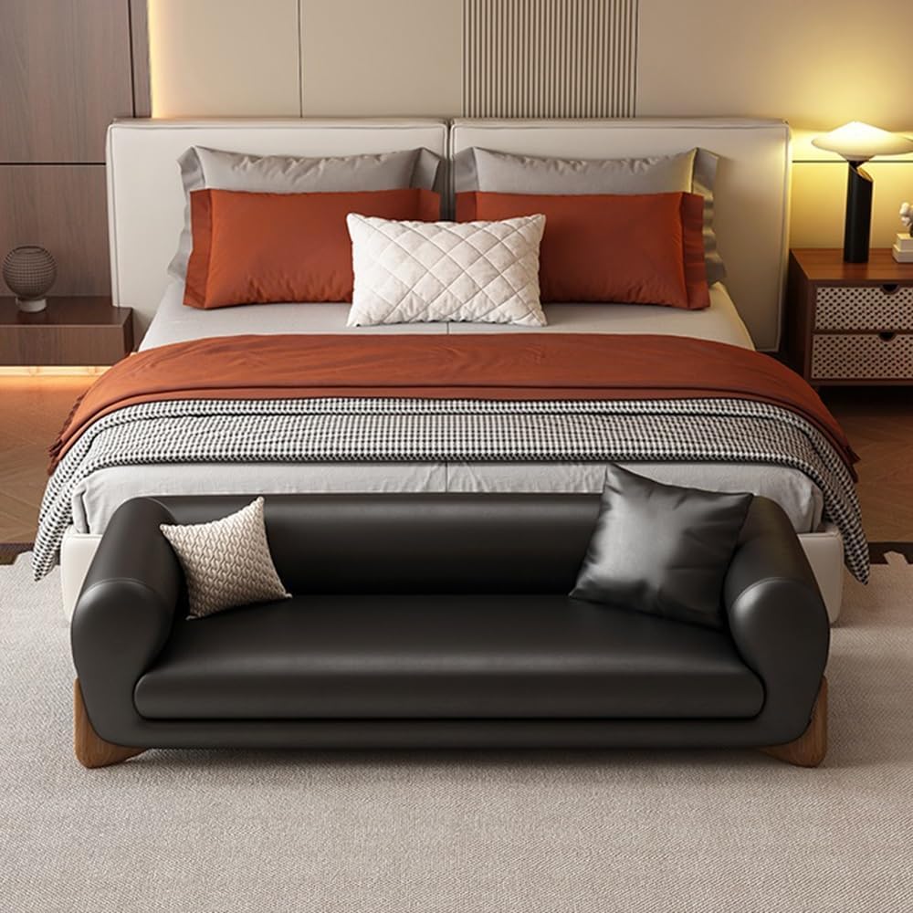 Modern Bed End Stool Leather Sofa Bench Bedroom Clothing Store Cloakroom Beds...