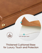 VLANDO Travel Valet Tray, Foldable PU Leather Catchall Tray, Light Brown | Large 8.5-Inch Key Tray for Wallet, Watch, Phone, Jewelry and Glasses, Nightstand Dresser Desk Entryway Organizer