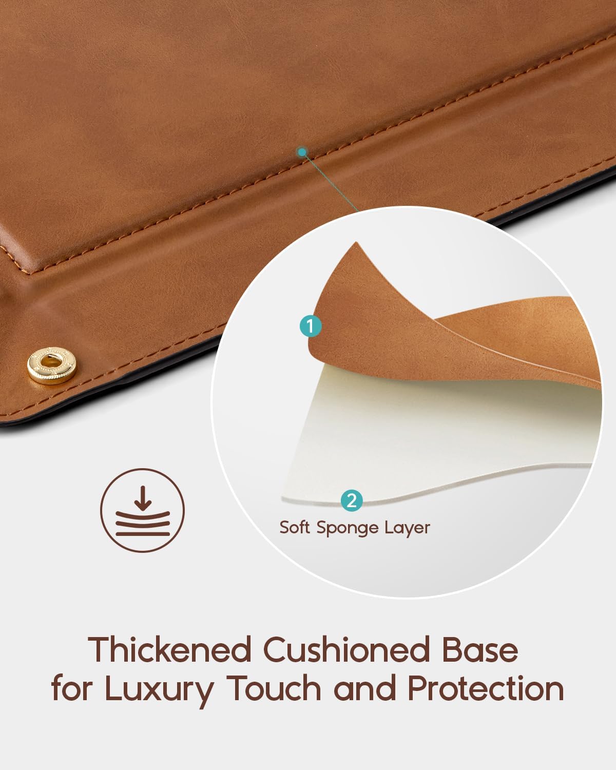 VLANDO Travel Valet Tray, Foldable PU Leather Catchall Tray, Light Brown | Large 8.5-Inch Key Tray for Wallet, Watch, Phone, Jewelry and Glasses, Nightstand Dresser Desk Entryway Organizer