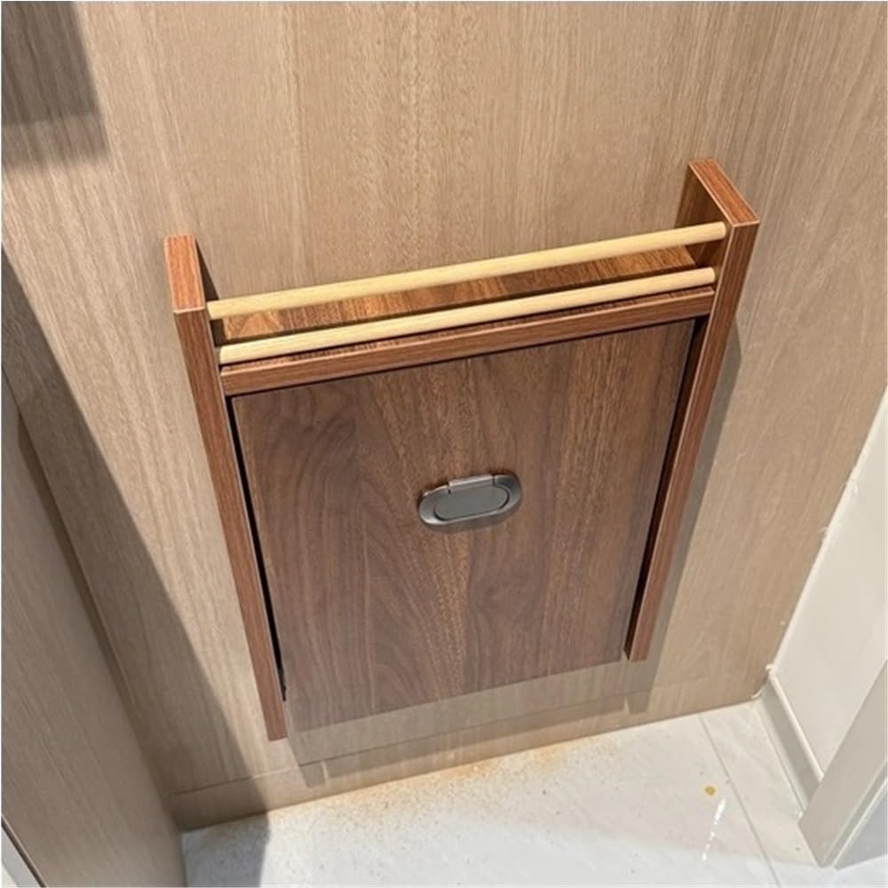 Wall Mounted Folding Chair, Hidden Shoe-Changing Stool, Wood Foldable Shoe Bench, Space Saving Bathroom Seating for Entryway, Hallway(Brown)