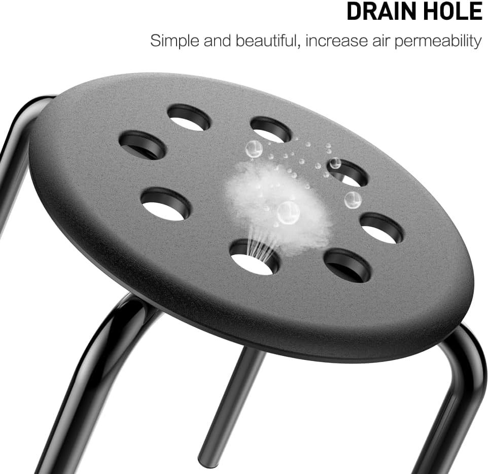 Topeakmart 17.3in Round Backless Stool, 5-Pack, Black | Portable plastic frame, nestable, space-saving, sturdy, versatile for indoor/outdoor, garden or party.