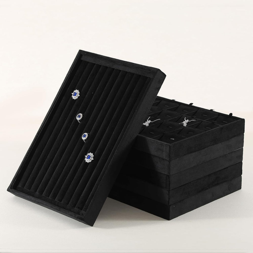 Valet Tray For Men, Velvet Jewelry Display,Premium Flat Catch All Trays,Luxury Mens Valet Tray,Black Jewelry Drawer Organizer