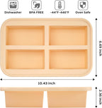 Super Ice Cube Tray 1 Cup X 4 Portions Big Silicone Freezing Mold with Lid, for Soup&Meal, Prep Food Leftovers Freezer Storage Container, 2Pack
