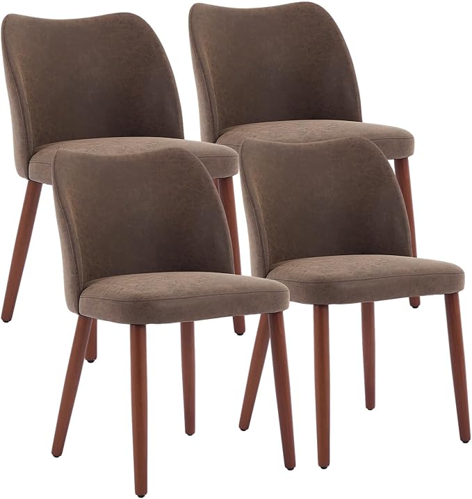 GarveeHome Leather Dining Chairs Set of 4 Upholstered PU Dining Chair with Wo...