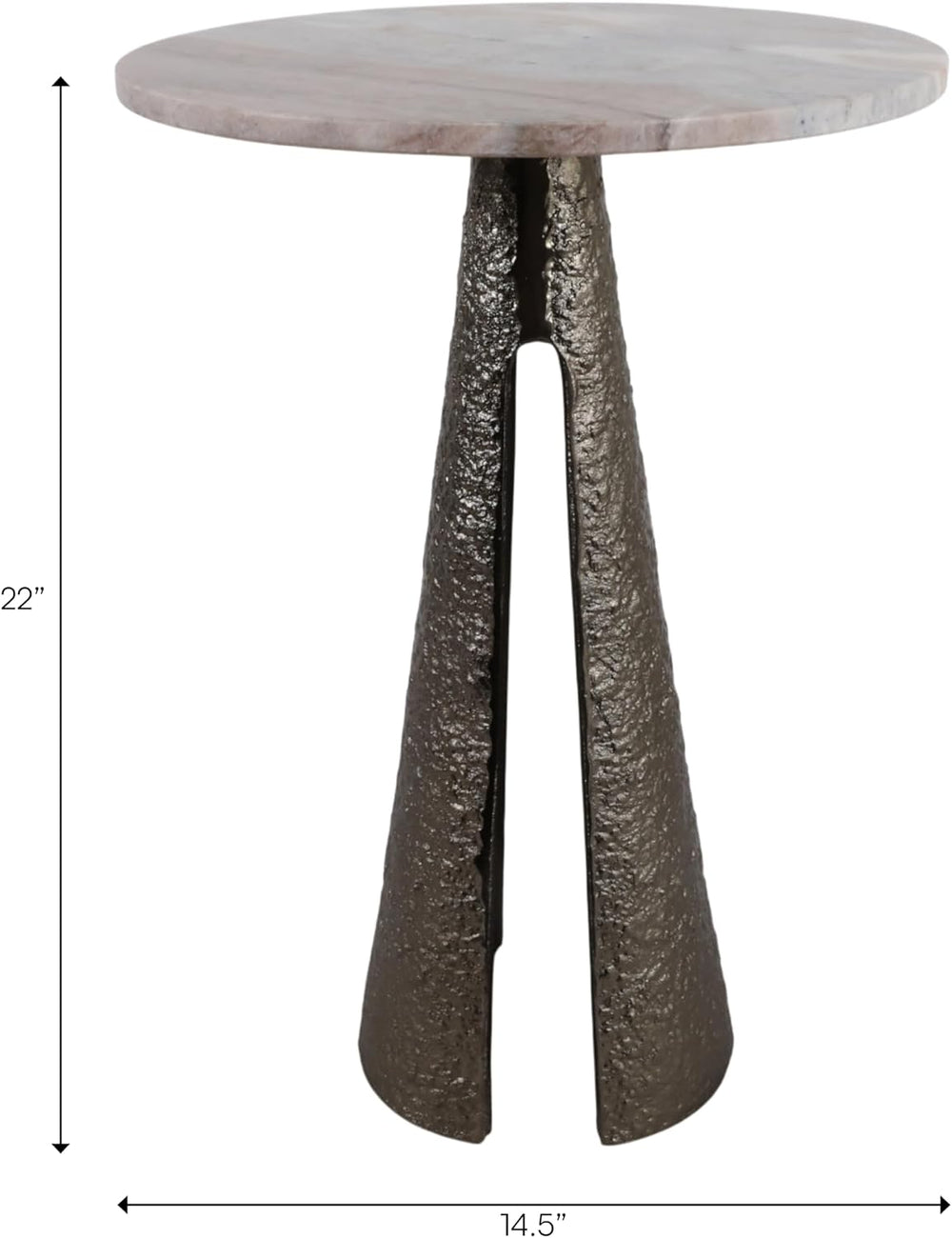 Luxury End Table, Side Table, or Night Stand for Home Decor - Metal Cone Pede...